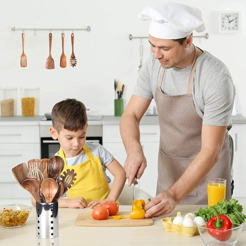 Premium-Holz-Küchenutensilien-Set aus 100 % natürlichem Holz, hitzebeständig und langlebig