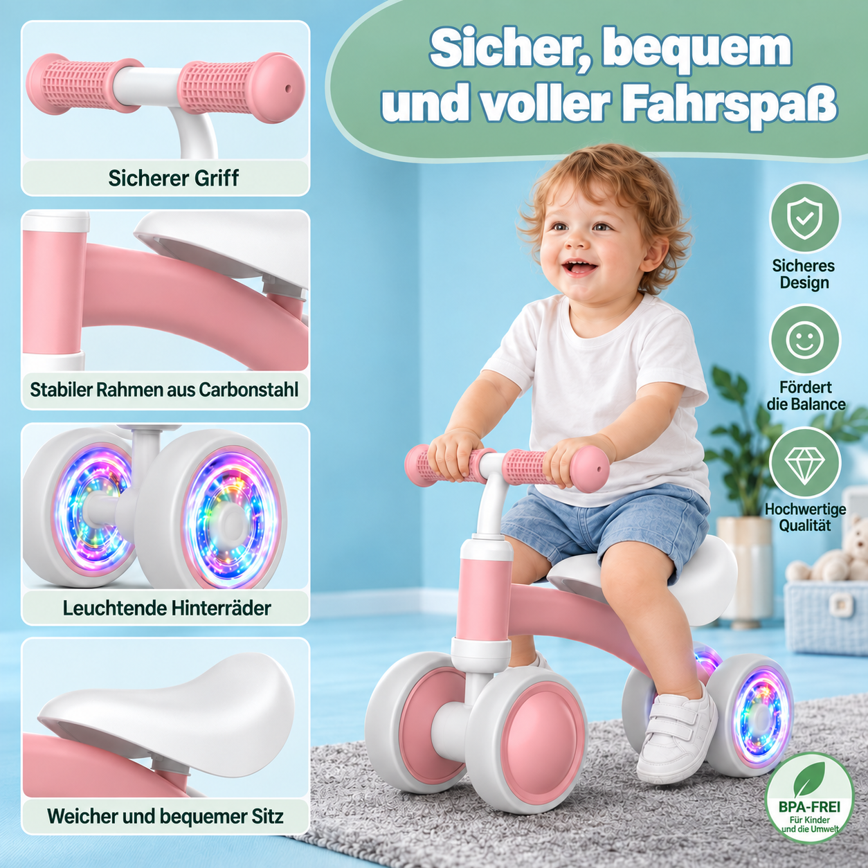 Laufrad für Kinder von 1 bis 3 Jahren – fördert Gleichgewicht, Beinkraft und Koordination