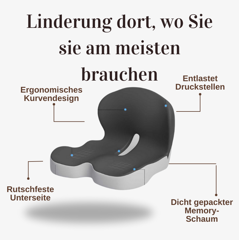 Relief™ Sitzkissen – Lindert Schmerzen im unteren Rücken, in der Hüfte und im Steißbein