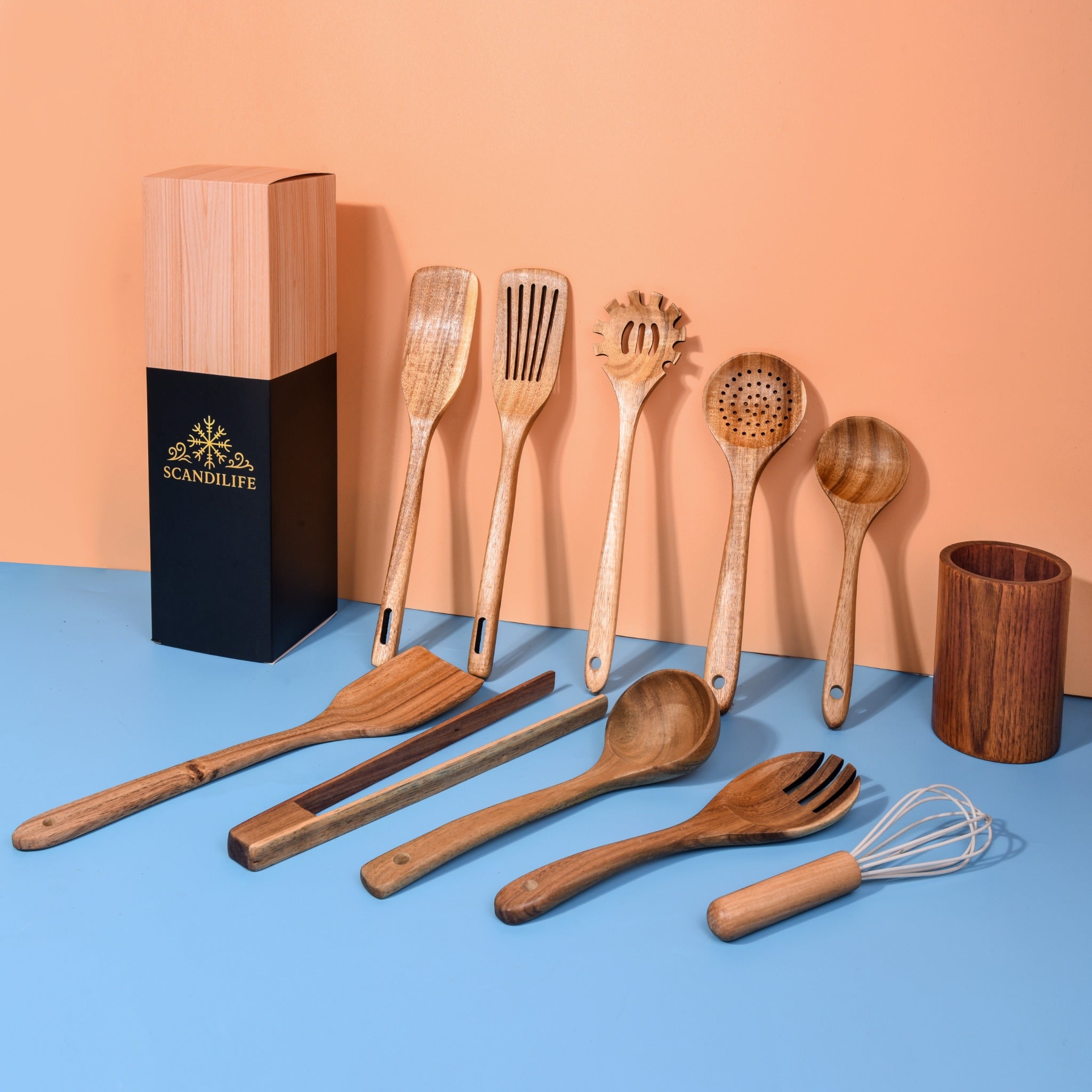 Premium-Holz-Küchenutensilien-Set aus 100 % natürlichem Holz, hitzebeständig und langlebig