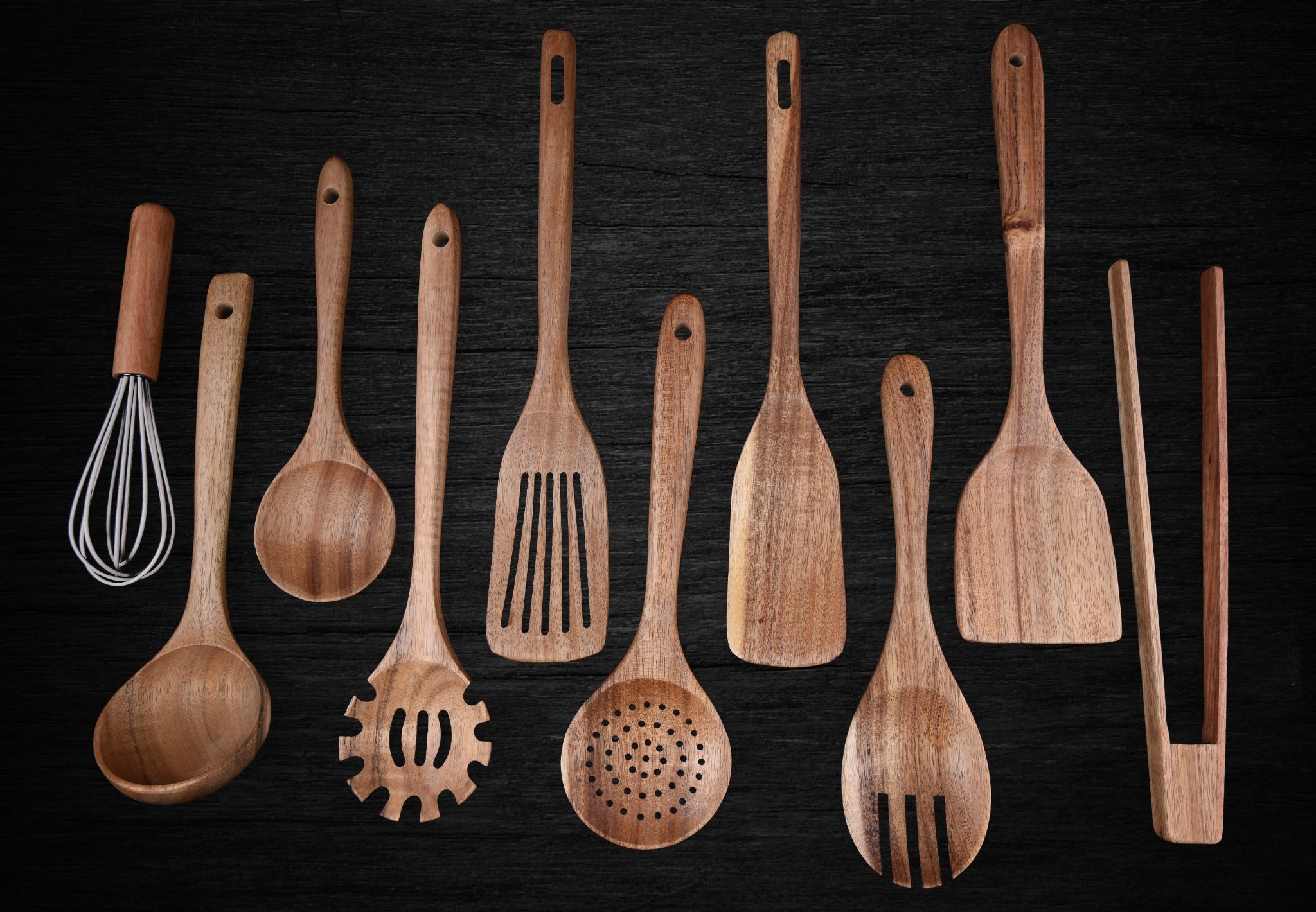 Premium-Holz-Küchenutensilien-Set aus 100 % natürlichem Holz, hitzebeständig und langlebig