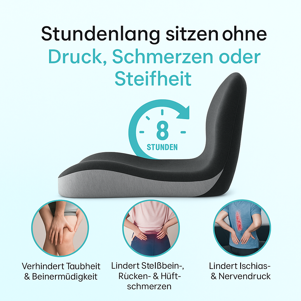 Relief™ Sitzkissen – Lindert Schmerzen im unteren Rücken, in der Hüfte und im Steißbein